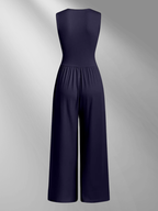CHARITY | Textured Chic Sleeveless Wide-Leg Jumpsuit