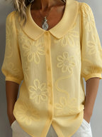 Margot | Floral Embossed Button Blouse
