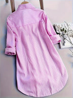 Penny | Striped Button-Down Hi-Low Blouse
