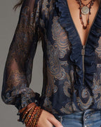 Angélique | Paisley Ruffle Blouse